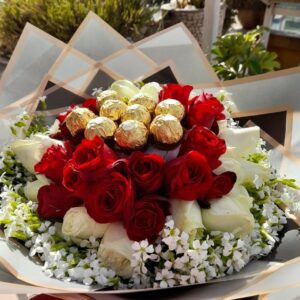 (30) Roses Rouges & Blanches + Chocolats Ferrero